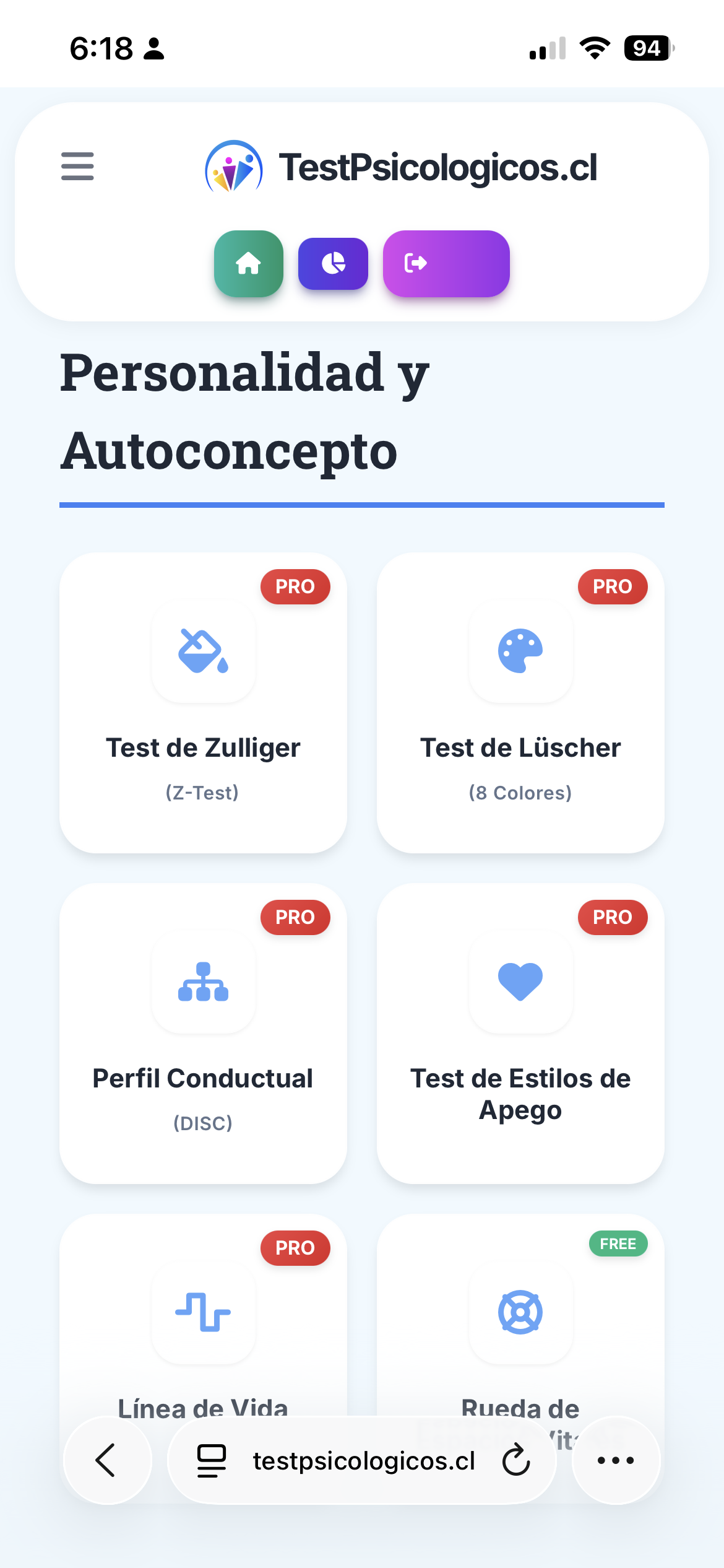 Portal en móvil: Personalidad y Autoconcepto